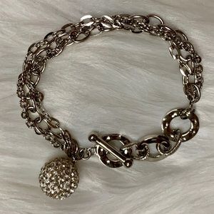 STAINLESS STEEL BRACELET W/BLING BALL CHARM NIB